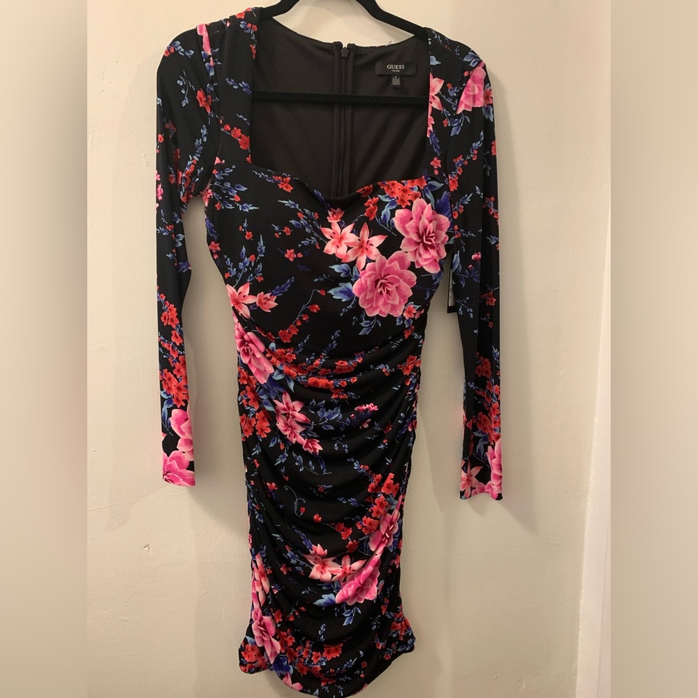 NWT Guess floral ruching woman dress size 6